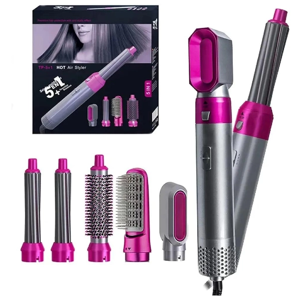 5 in 1 Hair Dryer Multi-Head Hot Air Comb and Curler