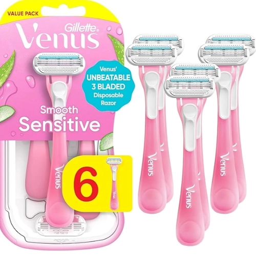 6 Pcs Women's Comfortable Grip Hair Shaver with Ergonomics Design