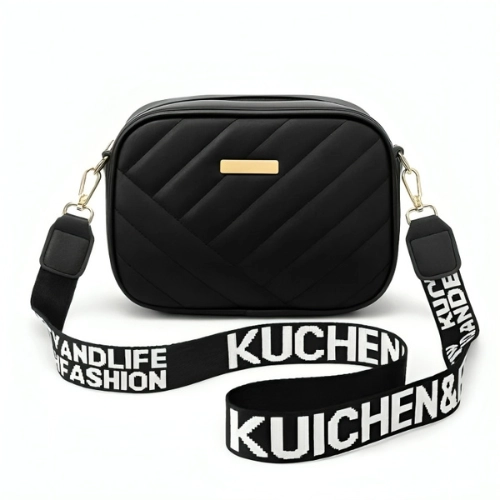 Black Leather Shoulder Handbag For Women
