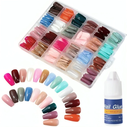 Multicolor Acrylic Artificial Nails Kit