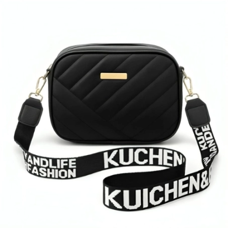 Black Leather Shoulder Handbag For Women