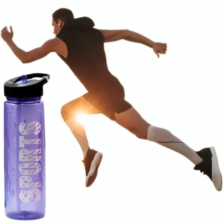 Purple Sports Water Bottle 1000ml With Straw
