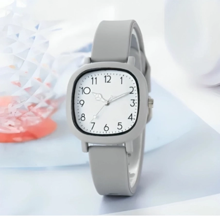 Square Silicone Quartz Korean Watch For Girls & Women