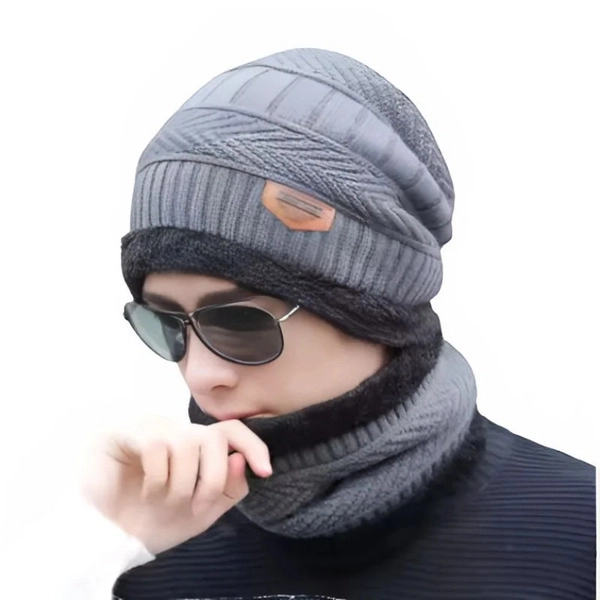 Winter Wool Cap Brown And Gray